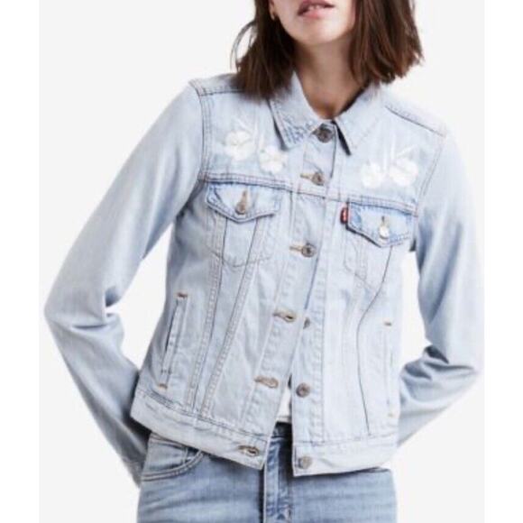 Levi’s Classic Original Denim Trucker Jacket Light Wash Jean Coat Womens M - Picture 1 of 7